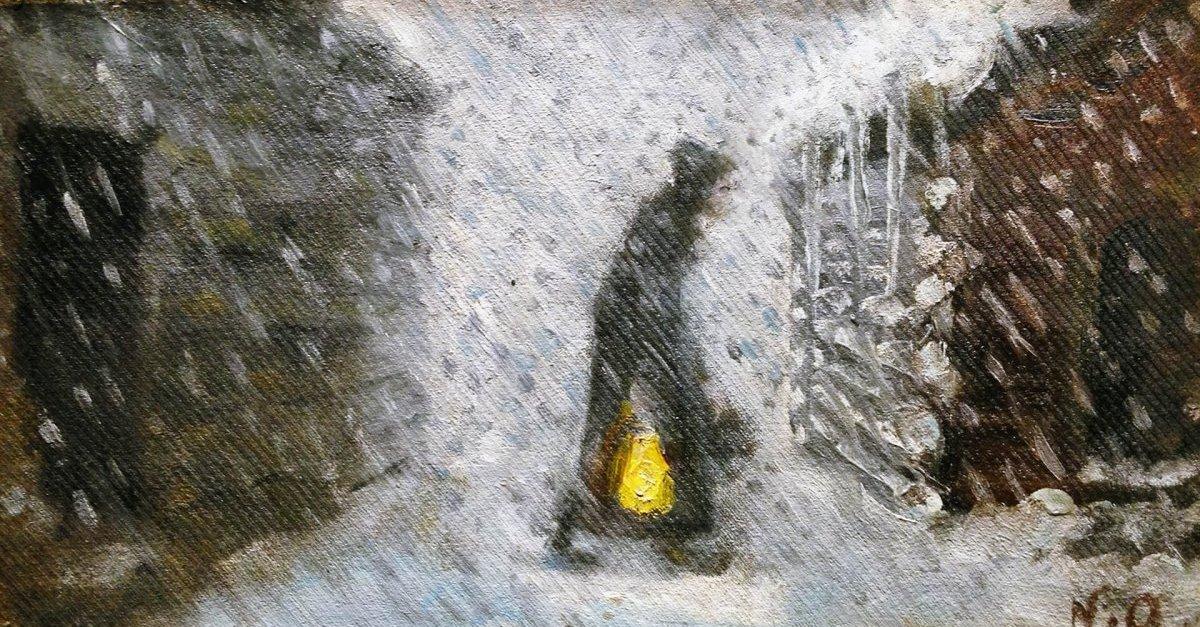 Николай Аструп - Старуха с фонарем, 1907