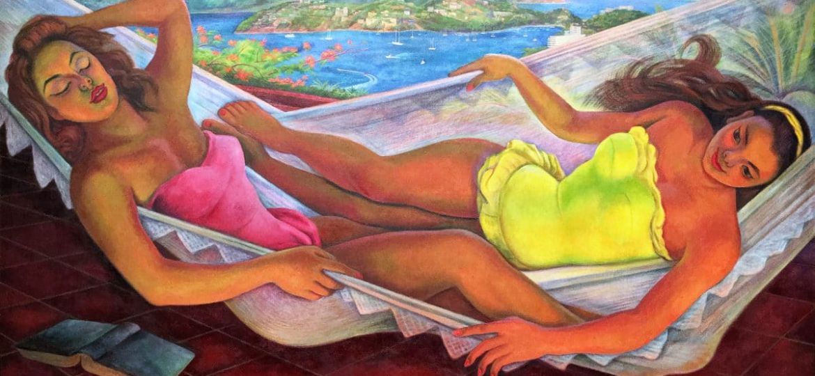 Диего Ривера - Гамак, 1956 (холст, масло, клеевая краска. Музей Долорес Ольмедо)