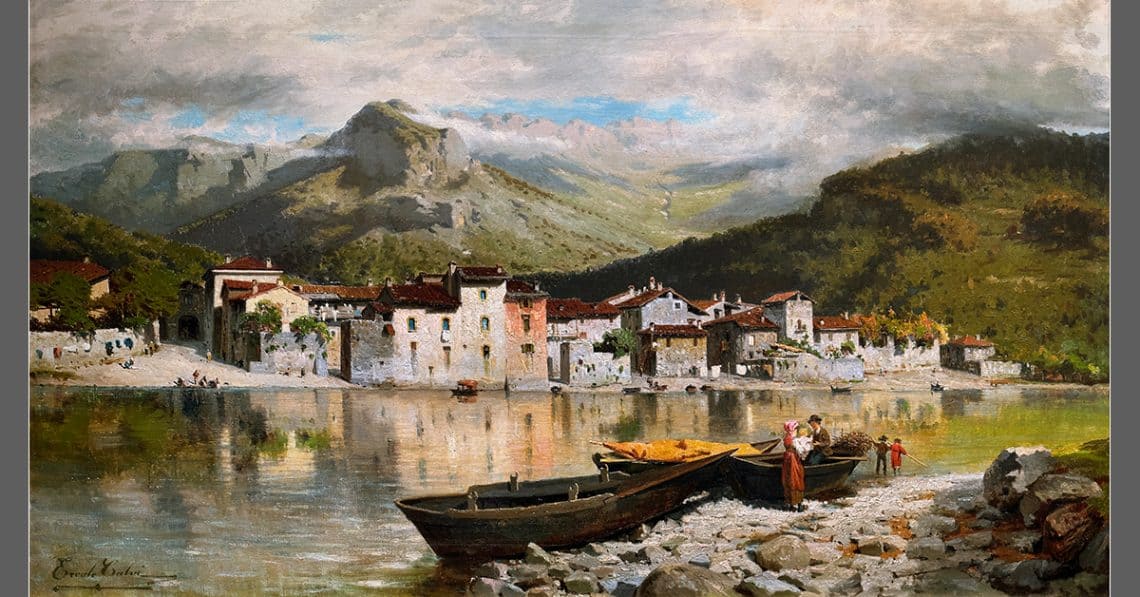 Эрколе Кальви — Вид на Пескаренико с другого берега Адды, 1875 (Gallerie d’Italia, Милан)