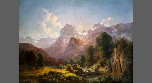 Юлиус Ланге — Вид Баварии. Горы возле Берхтесгадена, 1854<br>(Музей модернизма в Милане)