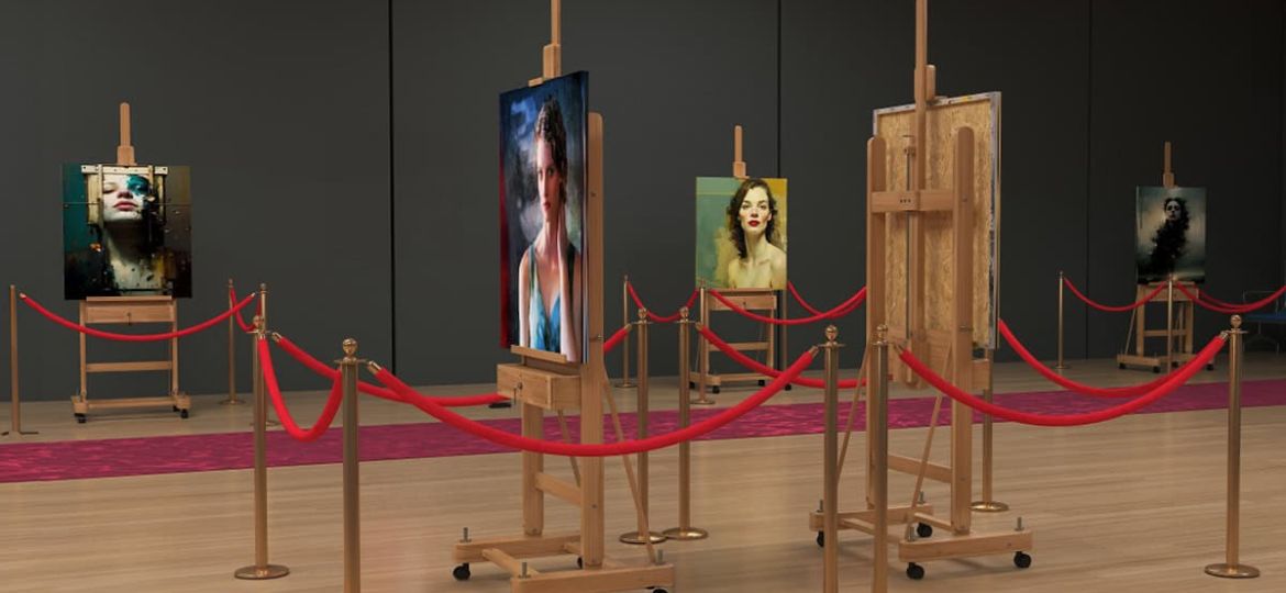 Art,Gallery,Isolated,On,White,Background.3d,Rendering.