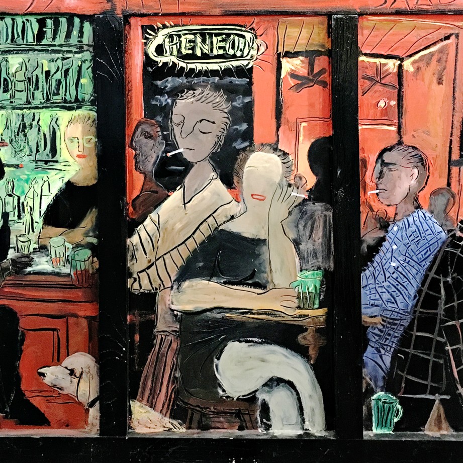 Александр Задорин — Бар, 1999 (оргалит на планшете, масло, эмаль)