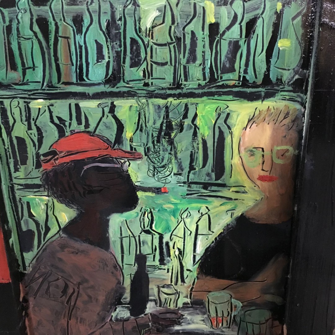 Александр Задорин — Бар, фрагмент 2, 1999 (оргалит на планшете, масло, эмаль)