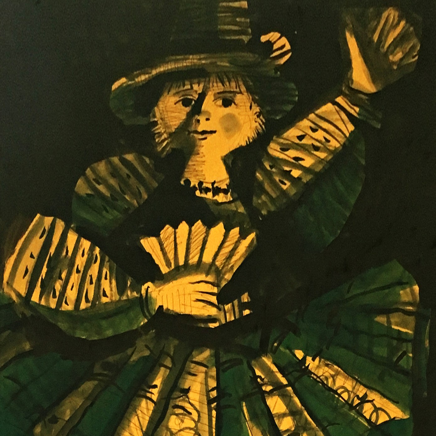 Александр Задорин — Девочка с веером, 1989 (тушь, акварель)