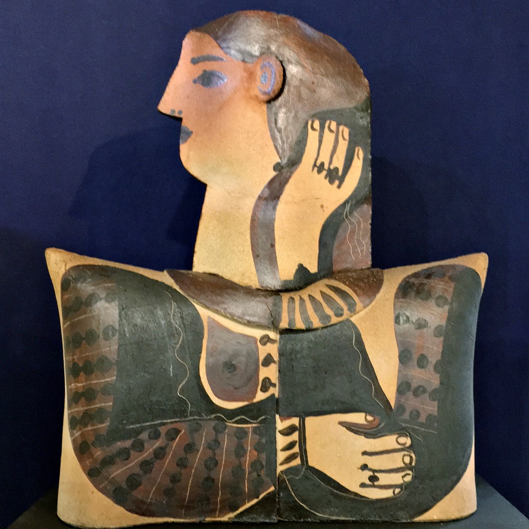 Александр Задорин — Девушка с тёмными волосами, 1978 (шамот, ангобы, дровяной обжиг)