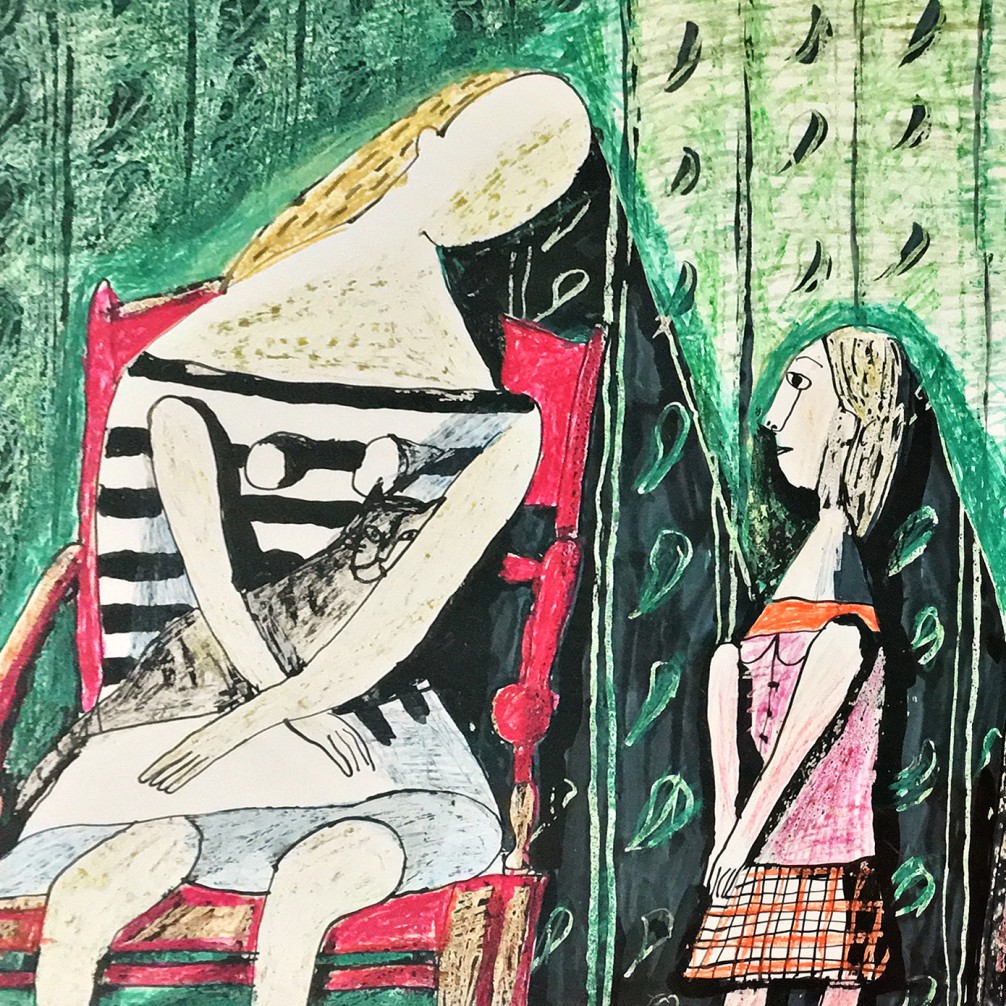 Александр Задорин — Домашняя сцена, 1992 (тушь, акварель, жировой карандаш)