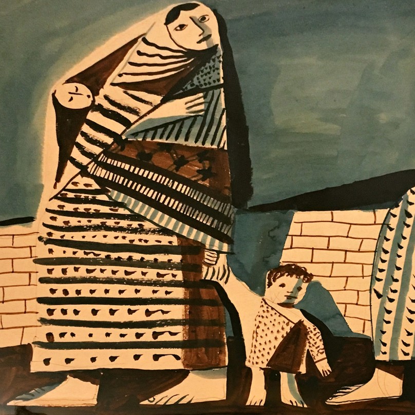 Александр Задорин — Женщины в восточных одеждах, 1989 (цветная бумага, тушь, акварель)