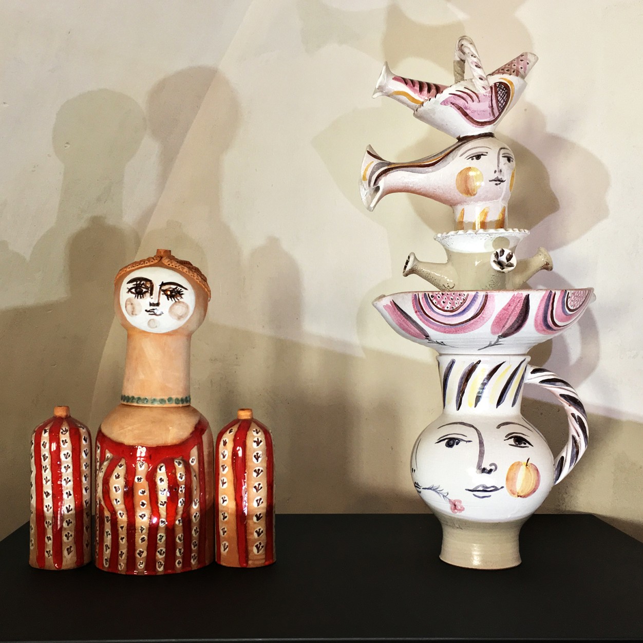 Александр Задорин — Композиция из пяти сосудов_1, 1976 (глина, эмаль, роспись)