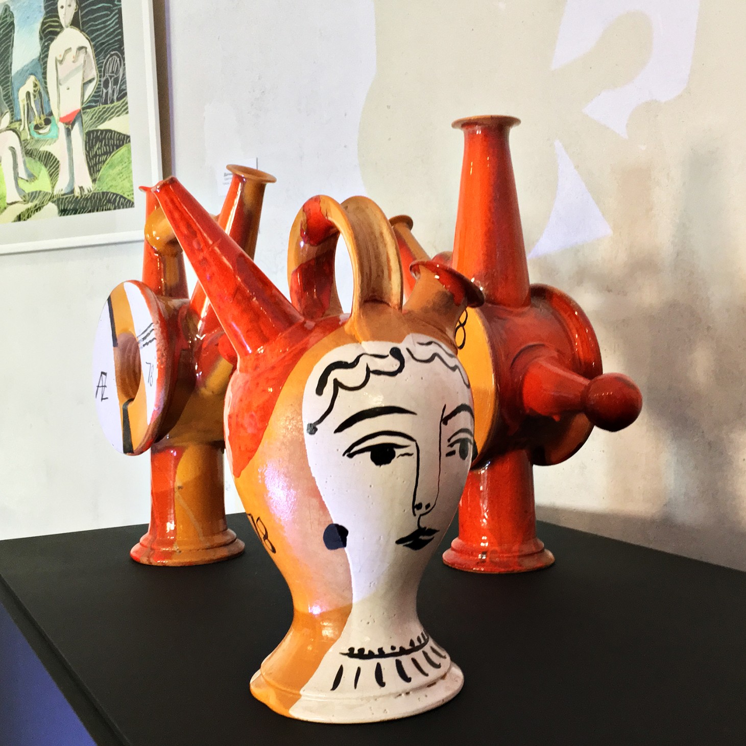 Александр Задорин — Красные сосуды и куманцы_1, 1978 (красная глина, цветная глазурь, роспись)