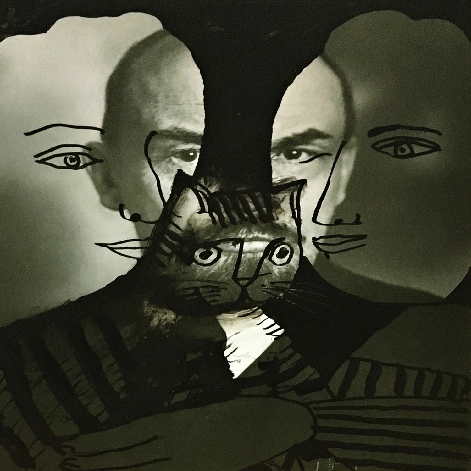 Александр Задорин — Ленин и дети и кот, 2000 (тушь, цветная бумага)