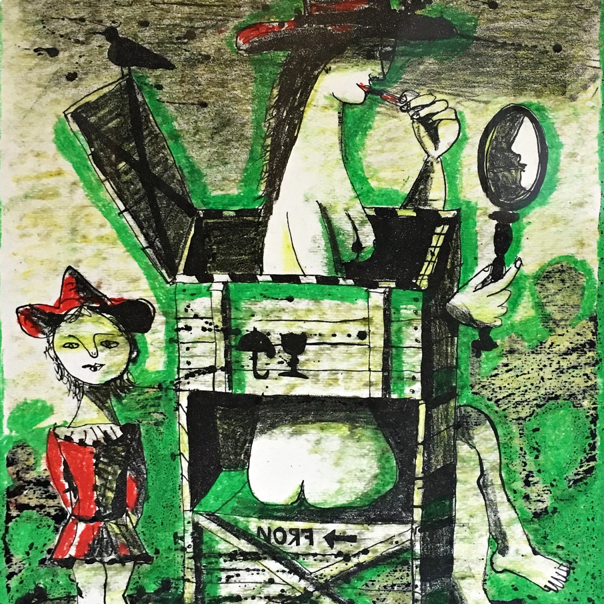 Александр Задорин — Туалет 1997 (литография, масляная пастель)