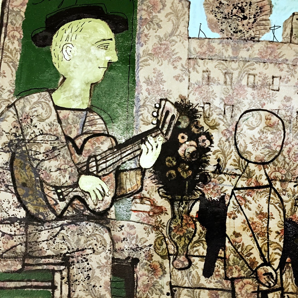 Александр Задорин — Уютный вечер, 2004 (жаккардовая ткань, масло, эмаль)