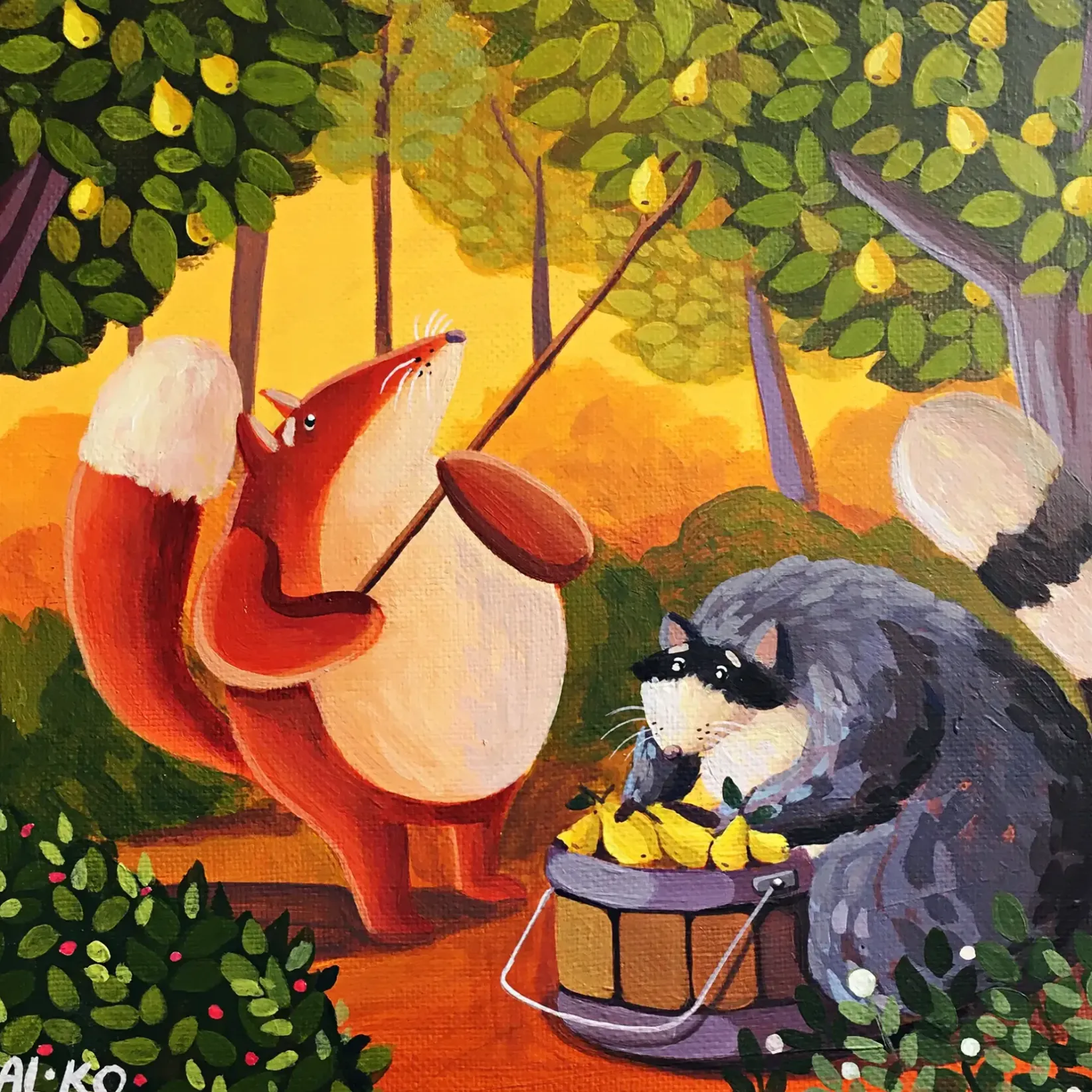 Алина Копейкина — Охотники за грушами, 2019 (холст, акрил)