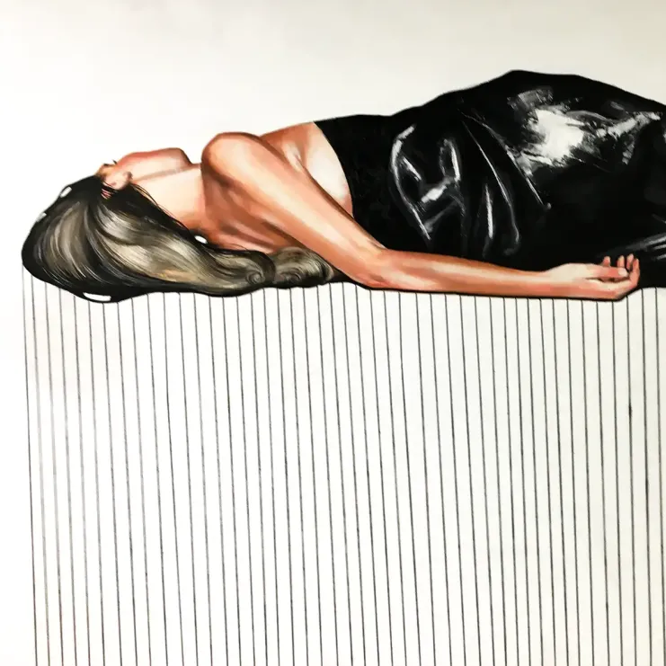 Анна Красная — белоснежка_3, 2016 (холст, масло, нитки)