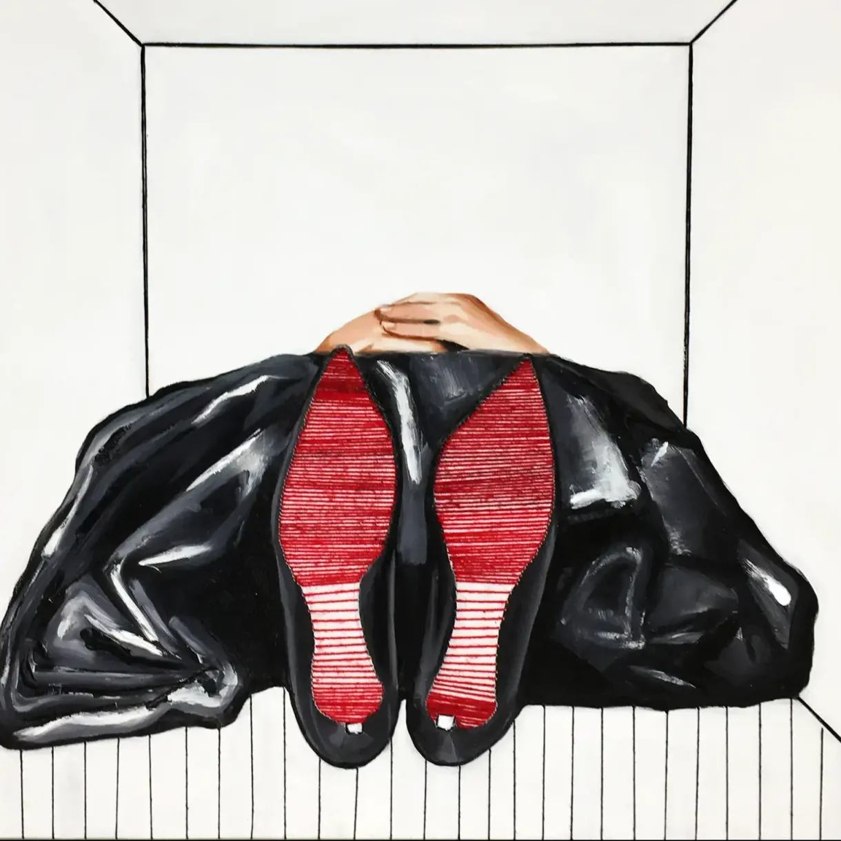 Анна Красная — белоснежка_4, 2016 (холст, масло, нитки)