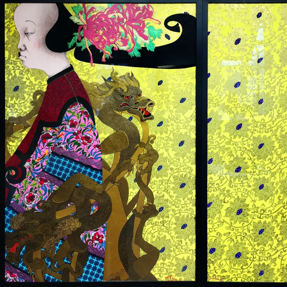 Ксения Лаврова — Сон в Красном тереме, 2019 (диптих, акрил, тушь, перо, бумага)