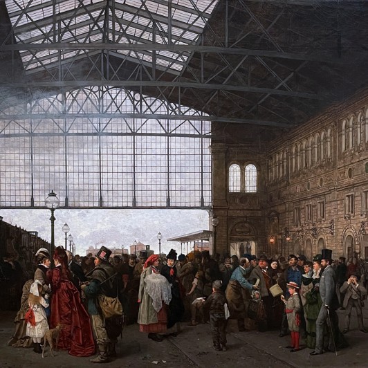 Карл Каргер — Прибытие поезда н Северо-Западный вокзал в Вене, 1875 (холст, масло)
