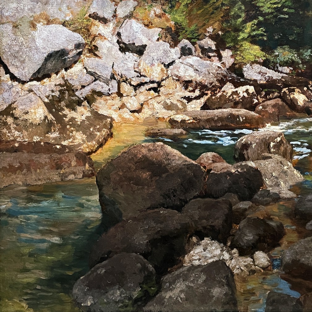 Карл Шуч — Горный ручей с валунами, 1888 (холст, масло)