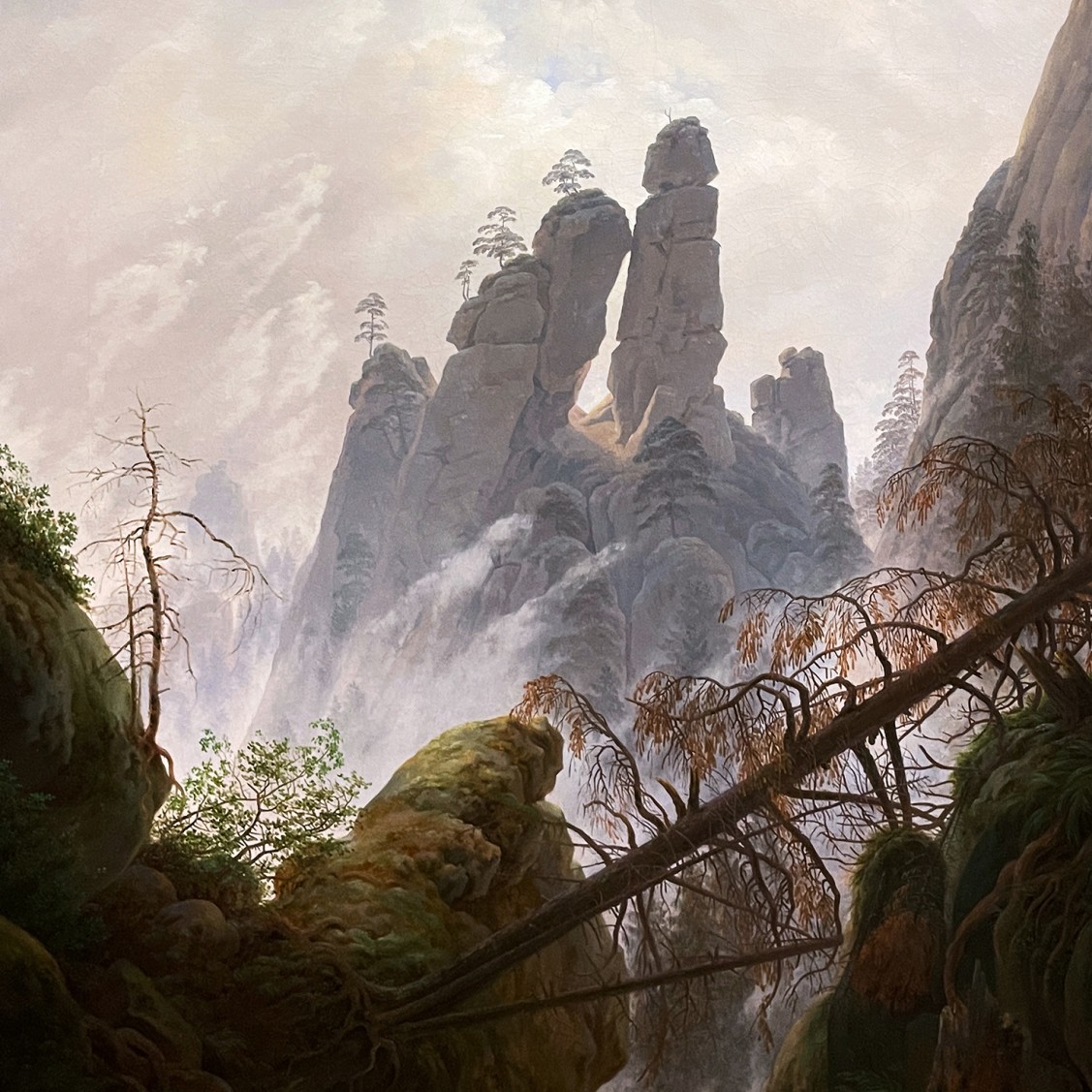 Каспар Давид Фридрих — Скалистый пейзаж в горах Эльбы, 1823 (холст, масло)