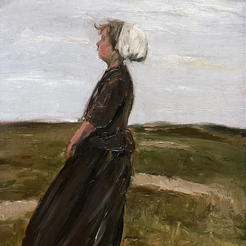 Макс Либерман — Юная фрау в пейзаже, этюд, 1886 (холст, масло)