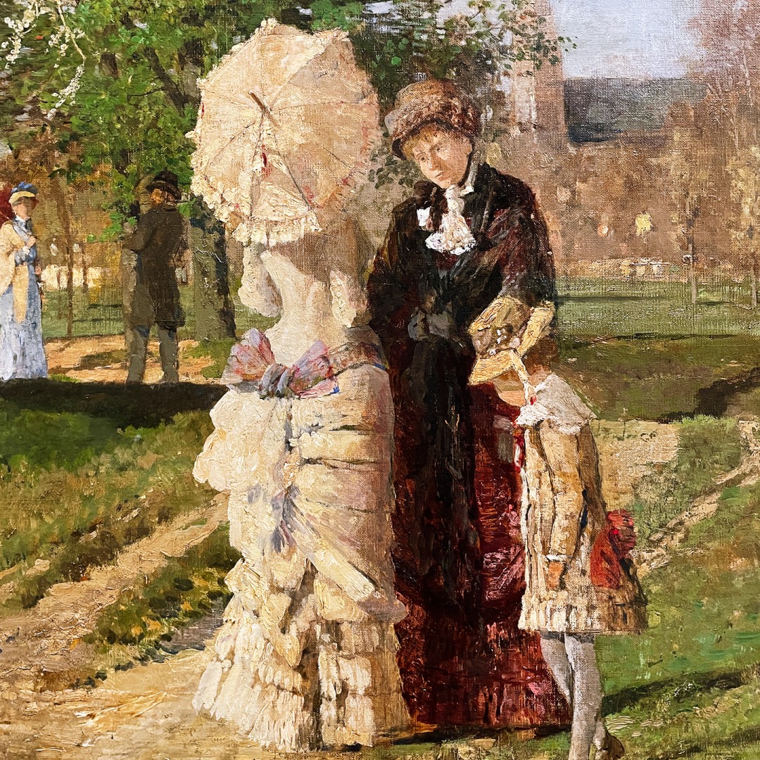 Тина Блау — Весна в Пратере, 1882 (холст, масло), фрагмент