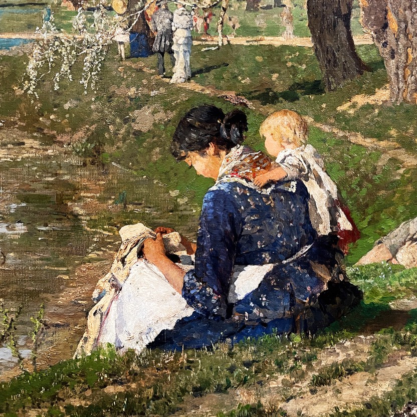 Тина Блау — Весна в Пратере, 1882 (холст, масло), фрагмент