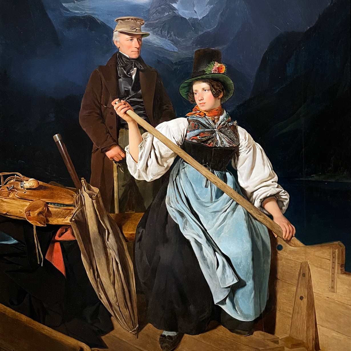 Франц Эйбл — Лодочное путешествие художника Франца Штейнфельда через Госаузее, 1837 (холст, масло)