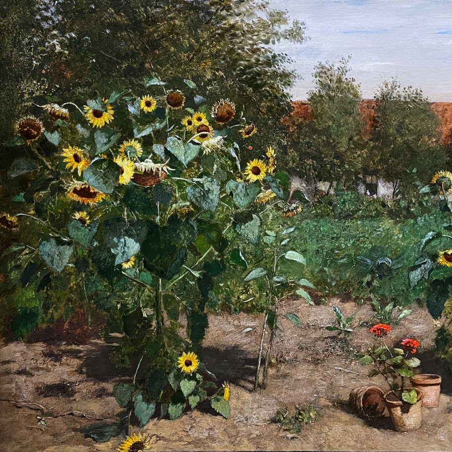 Эжен Йеттель — Сад с подсолнухами, 1885 (холст, масло)