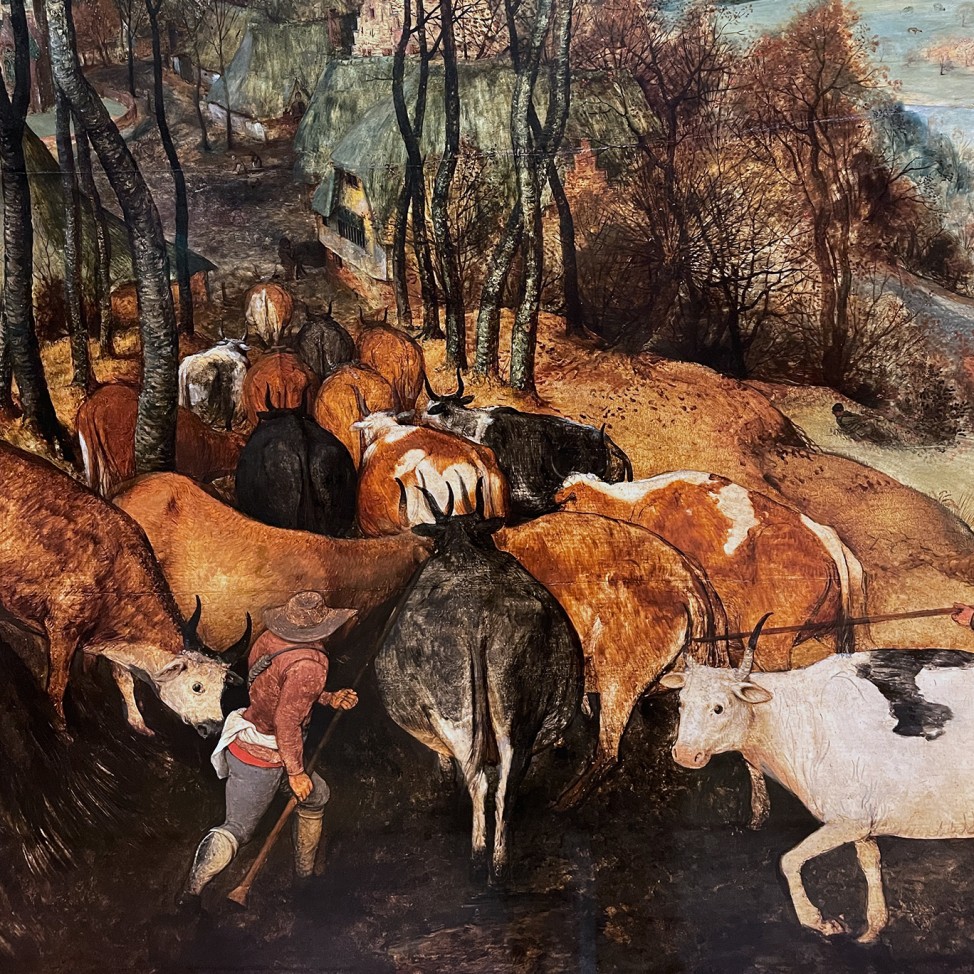 Питер Брейгель (Мужицкий) — Возвращение стада (Осень), 1565 (фрагмент)