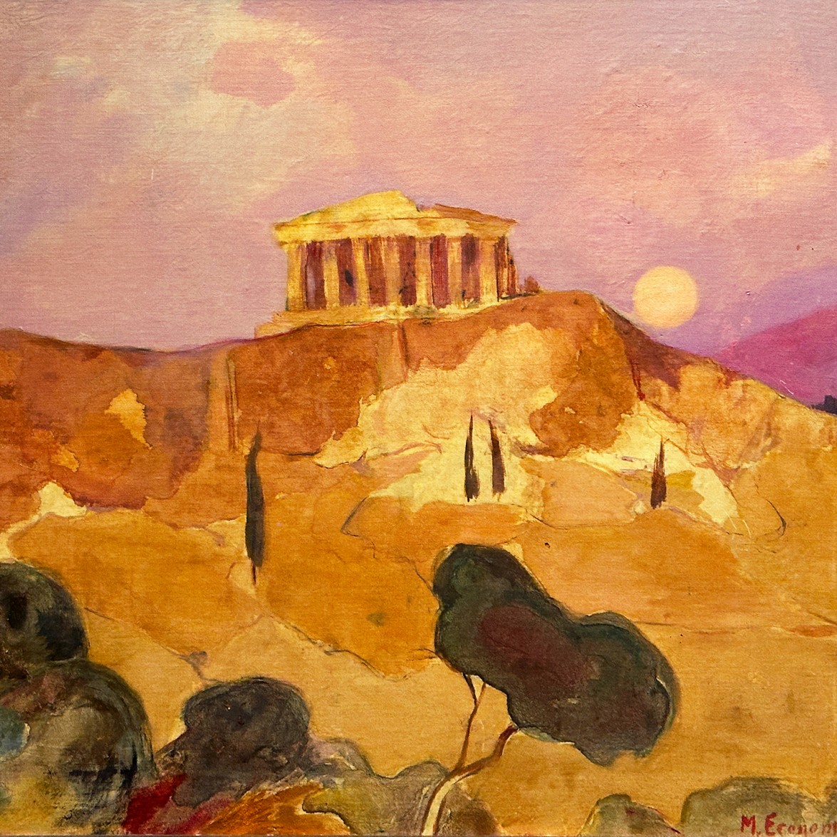 Михалис Эконому — Акрополь_2 (картон, масло)