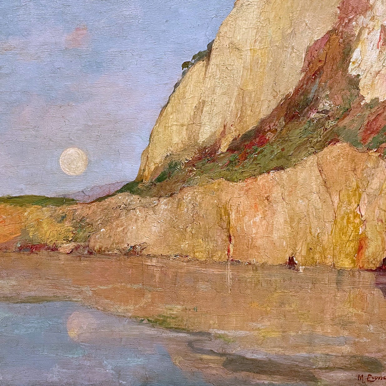 Михалис Эконому — Восход луны. Лазурный берег (картон, масло)