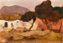 Михалис Эконому — Дом с деревьями II (фланель, масло)