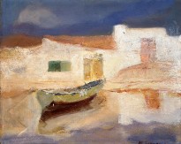 Михалис Эконому — Дом с рыбацкой лодкой, 1929-1931 (картон, масло)