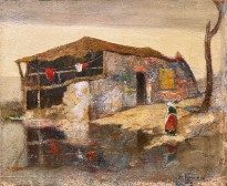 Михалис Эконому — Дом у воды III (фланель, масло)