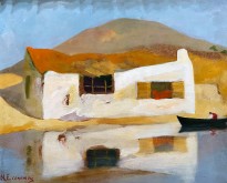 Михалис Эконому — Дом у воды (картон, масло)