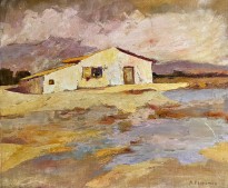 Михалис Эконому — Дом у воды (фланель, масло)