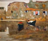 Михалис Эконому — Дома у воды II. Франция (фланель, масло)