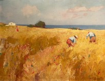 Михалис Эконому — Кукурузное поле (фланель, масло)