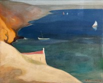 Михалис Эконому — Морской пейзаж (масло, картон)