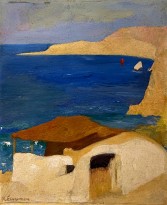 Михалис Эконому — Морской пейзаж (фланель, масло)