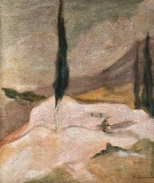 Михалис Эконому — Пейзаж с кипарисами II (фланель, масло)