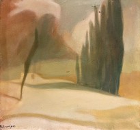 Михалис Эконому — Пейзаж с кипарисами (фланель, масло)