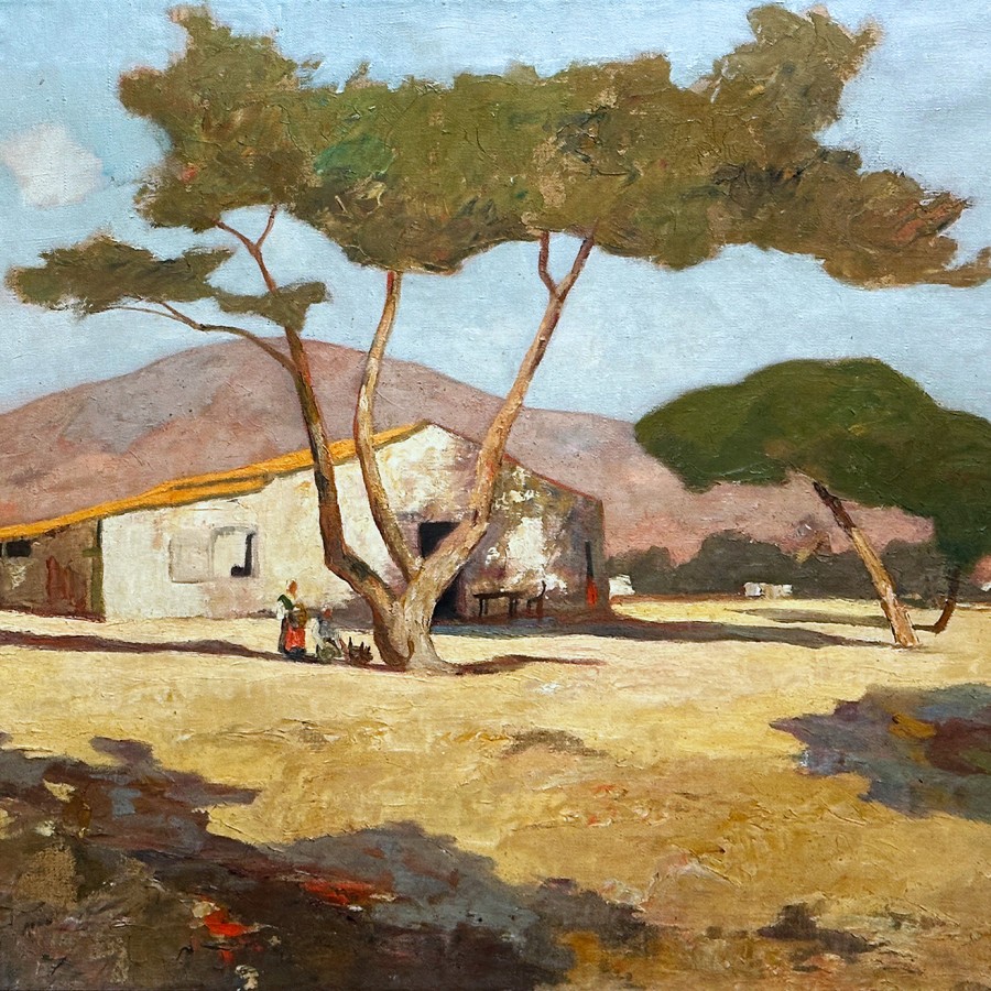 Михалис Эконому — Пейзаж с фермерским домом (фланель, масло)