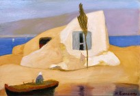 Михалис Эконому — Рыбацкий домик (картон, масло)