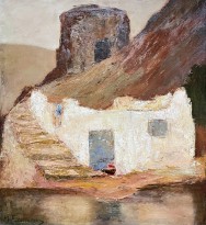 Михалис Эконому — Старая мельница в Гидре, 1929-1931 (картон, масло)