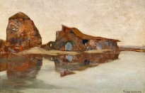 Михалис Эконому — Старая мельница и дом (холст, масло)