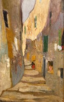Михалис Эконому — Улица в старом Марселе (картон, масло)