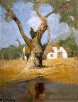 Михалис Эконому — Фермерский дом в оливковой роще (картон, масло)