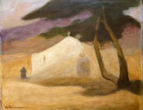 Михалис Эконому — Часовня и дерево (фланель, масло)