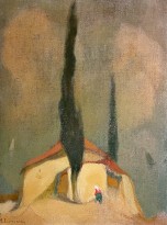 Михалис Эконому — Часовня с кипарисами (фланель, масло)